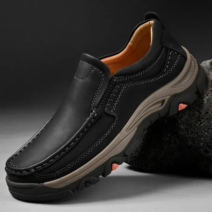 Men's All-Day Comfort Leather Arch Support Cushioned Walking Shoes