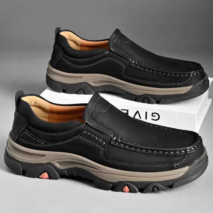 Men's All-Day Comfort Leather Arch Support Cushioned Walking Shoes