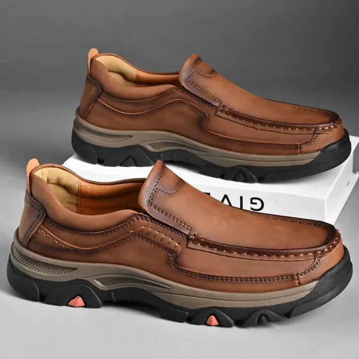 Men's All-Day Comfort Leather Arch Support Cushioned Walking Shoes
