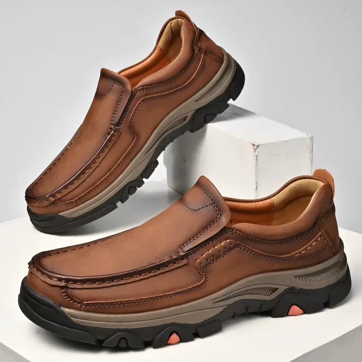 Men's All-Day Comfort Leather Arch Support Cushioned Walking Shoes