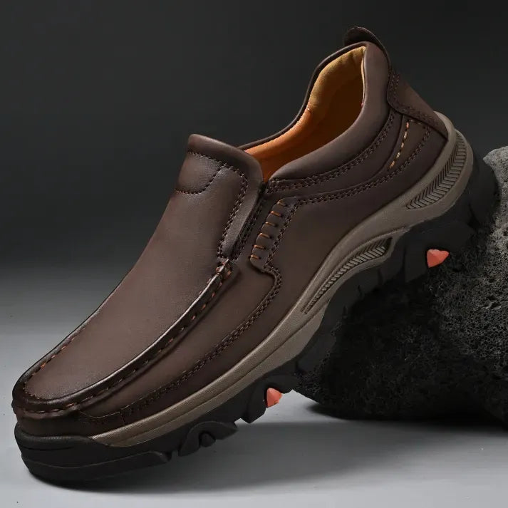 Men's All-Day Comfort Leather Arch Support Cushioned Walking Shoes